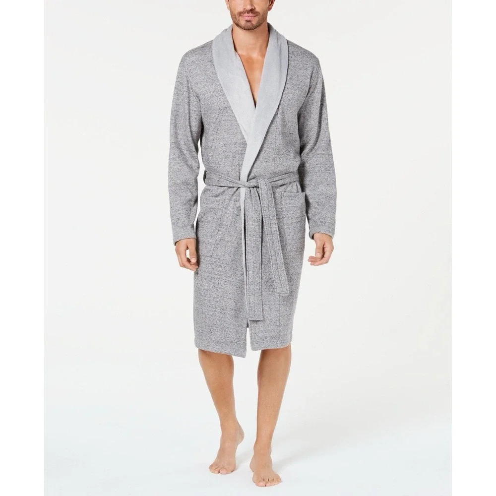 Ugg‎ Men's Robinson Robe Grey Heather Fleece Classic Soft Bathrobe Size M/L NEW